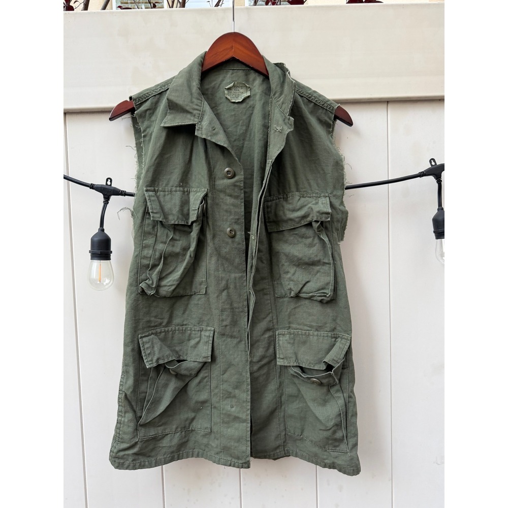 Vintage US Military Ripstop Field Jacket Vest Green XS Regular 8415-01-139-6758
